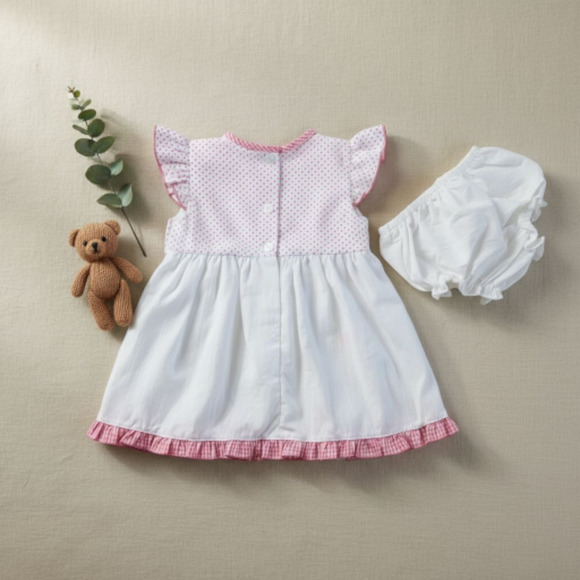 New Baby Girl Dress Set with matching headband underwear size 6 to 9 months - Picture 3 of 3